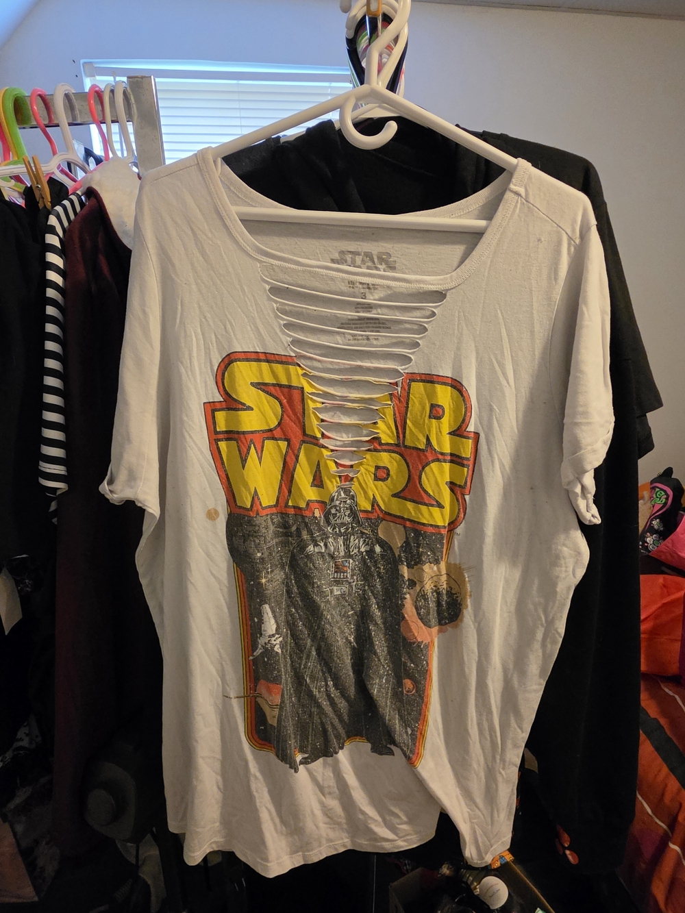 Star Wars White Tee with Yellow & Red Graphic